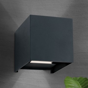 LED Zunanja stenska svetilka CUBE 2xLED/3W/230V IP54 antracit