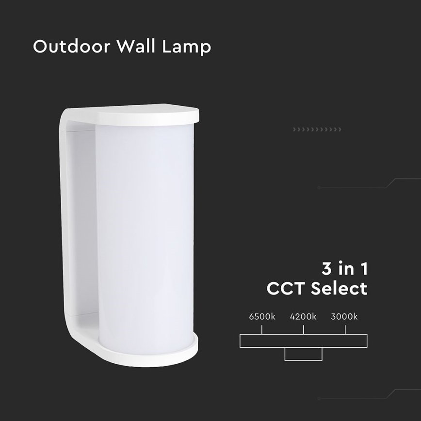 LED Zunanja stenska svetilka LED/12W/230V 3000/4200/6500K IP65 bela