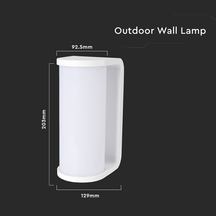 LED Zunanja stenska svetilka LED/12W/230V 3000/4200/6500K IP65 bela