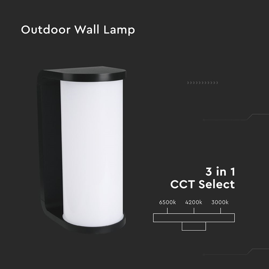 LED Zunanja stenska svetilka LED/12W/230V 3000/4200/6500K IP65 črna