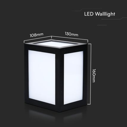 LED zunanja stenska svetilka LED/12W/230V 6400K IP65 črna