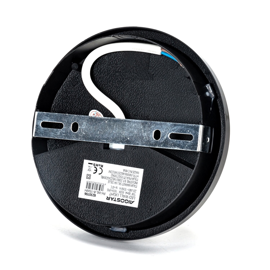 LED Zunanja stenska svetilka LED/15W/230V 6500K pr. 15,5 cm črna IP65