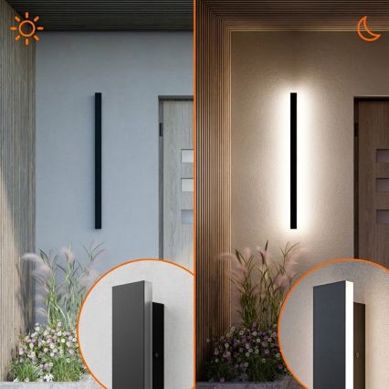 LED zunanja stenska svetilka LED/30W/230V 100 cm IP65 črna