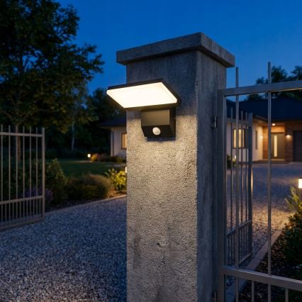 LED zunanja stenska svetilka z zaznavalom gibanja LED/18W/230V IP44 črna