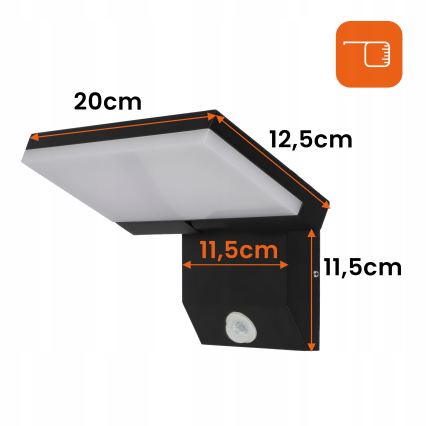 LED zunanja stenska svetilka z zaznavalom gibanja LED/18W/230V IP44 črna