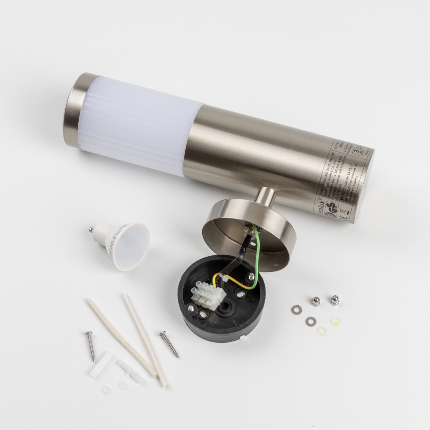 LED zunanja stenska svetilka s senzorjem gibanja 1xGU10/5W/230V IP44 mat krom