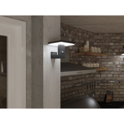 LED Zunanja stenska svetilka s senzorjem BARI LED/10W/230V 4000K IP54 antracit