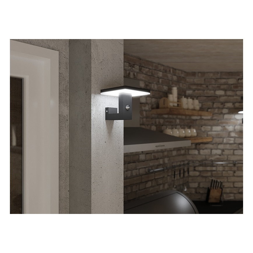 LED Zunanja stenska svetilka s senzorjem BARI LED/10W/230V 4000K IP54 antracit