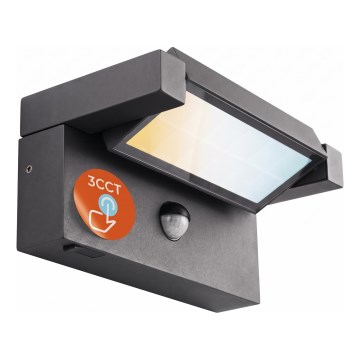 LED zunanja stenska svetilka s senzorjem gibanja in senzorjem mraka LED/25W/230V 3000/4000/6500K IP54 črna
