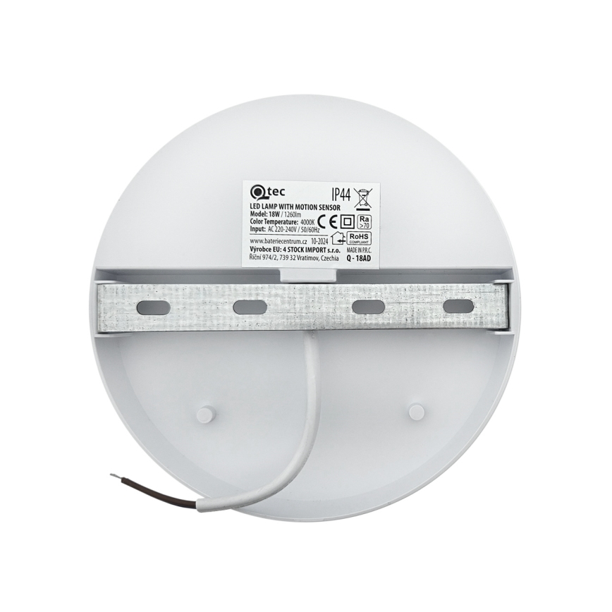 LED zunanja stenska svetilka s senzorjem gibanja LED/18W/230V IP44 bela
