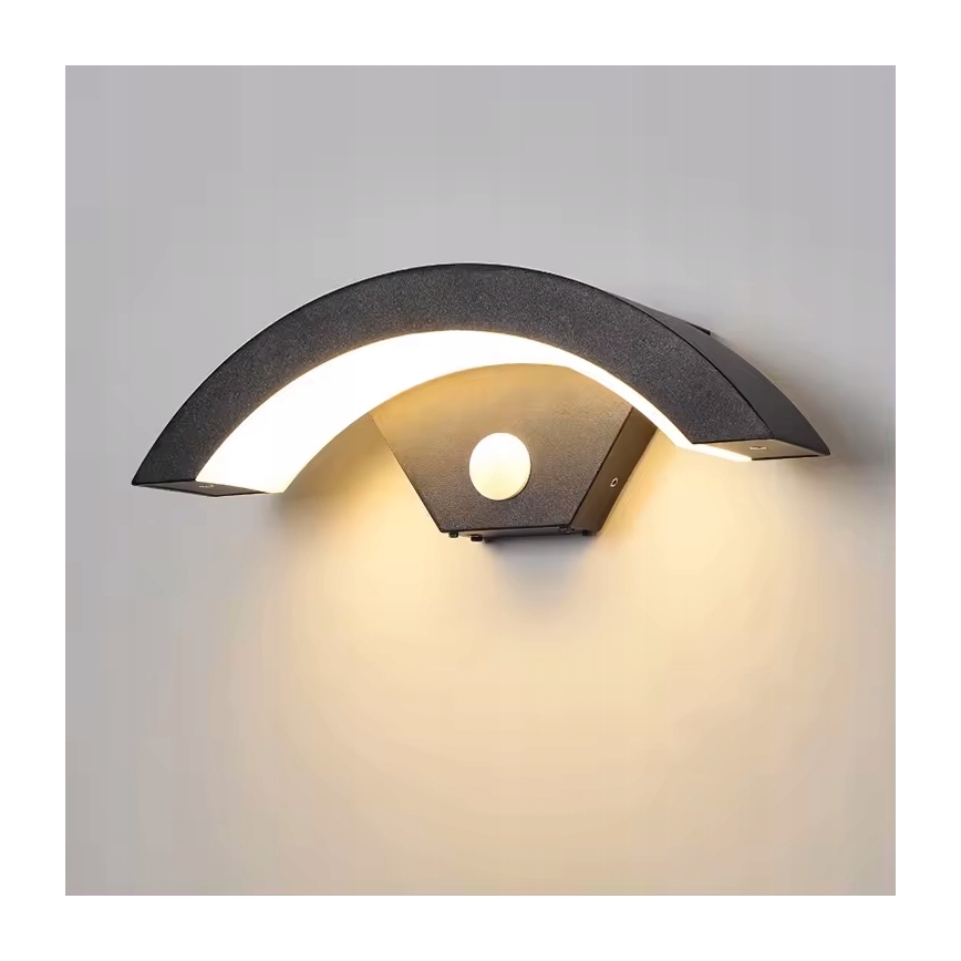 Zunanji stenski LED svetilnik s senzorjem gibanja LED/10W/230V IP54 črne barve