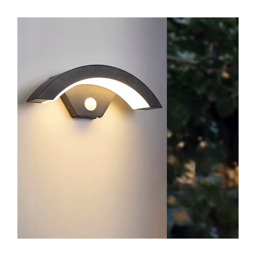 Zunanji stenski LED svetilnik s senzorjem gibanja LED/10W/230V IP54 črne barve