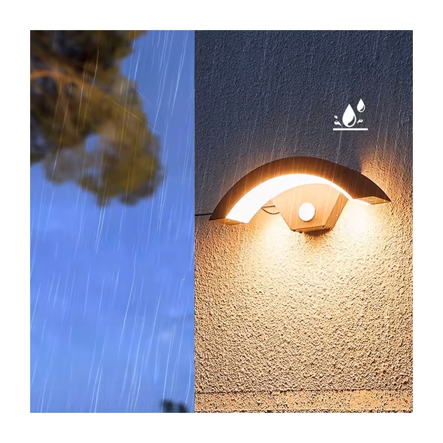 Zunanji stenski LED svetilnik s senzorjem gibanja LED/10W/230V IP54 črne barve