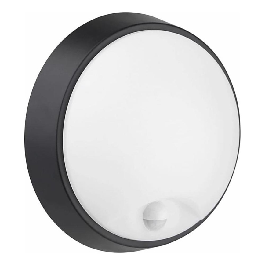 LED Zunanja stenska svetilka s senzorjem LED/12W/230V 3000/4000/6500K IP65 črna