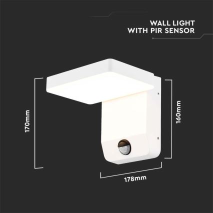 LED Zunanji wall flexible svetel s senzorjem LED/17W/230V IP65 3000K bela