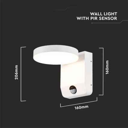 LED Zunanji wall flexible svetel s senzorjem LED/17W/230V IP65 3000K bela