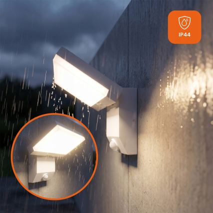 LED zunanje stensko svetilo s senzorjem gibanja LED/18W/230V IP44 belo