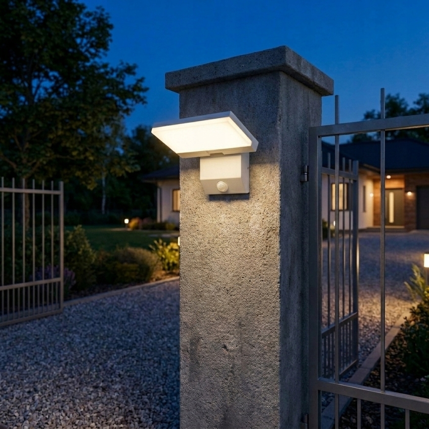 LED zunanje stensko svetilo s senzorjem gibanja LED/18W/230V IP44 belo