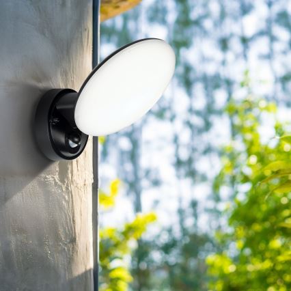 Zunanja LED stenska svetilka OLAF s senzorjem gibanja in senzorjem mraka LED/10W/230V IP44 črna