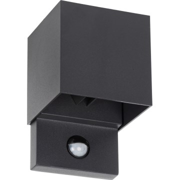 LED zunanja stenska svetilka s senzorjem REKA LED/7W/230V IP54 antracitna kvadratna