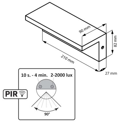 LED Zunanja stenska svetilka s senzorjem TESA LED/10W/230V IP54 črna