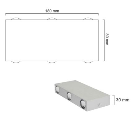 LED Zunanja stenska svetilka SILBER 6xLED/1W/230V IP54