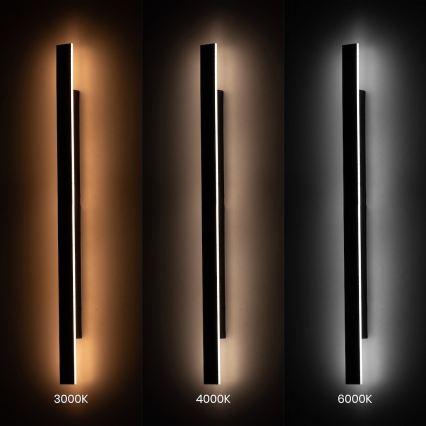LED zunanja stenska svetilka WOW LED/20W/230V 3000/4000/6000K 120 cm IP54 črna