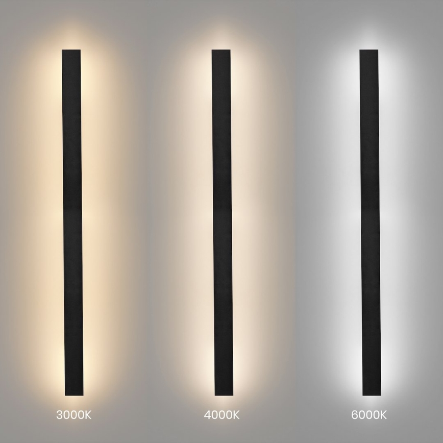 LED zunanja stenska svetilka WOW LED/20W/230V 3000/4000/6000K 120 cm IP54 črna