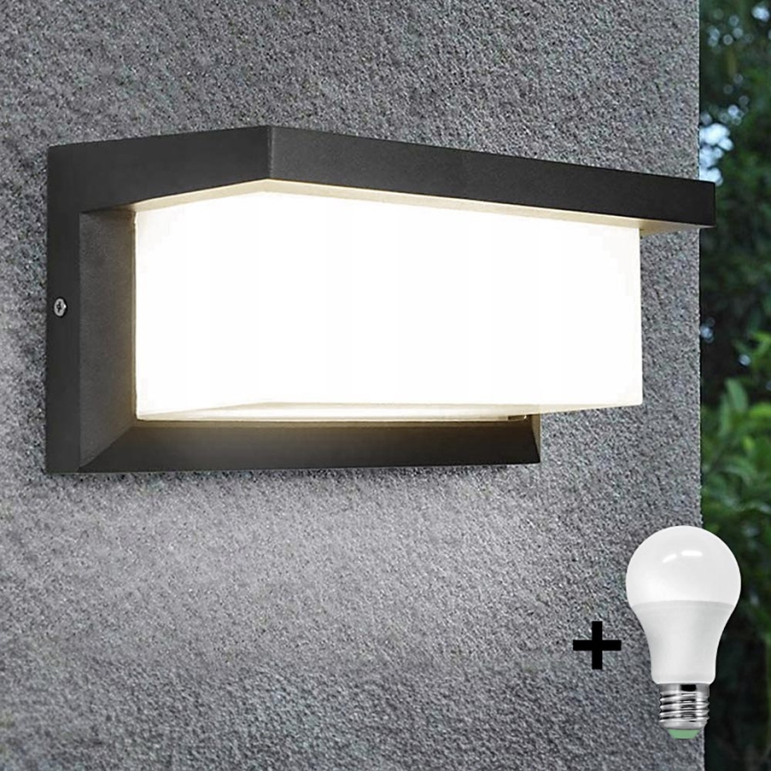 LED Zunanja stenska svetilka z žarnico s senzorjem za mrak NEELY 1xE27/9W/230V IP54 antracit