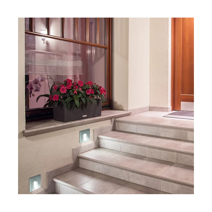 LED Zunanja stopniščna svetilka ESPO LED/3W/230V mat krom IP54