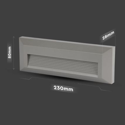 LED Zunanja stopniščna svetilka LED/3W/230V 4000K IP65 siva