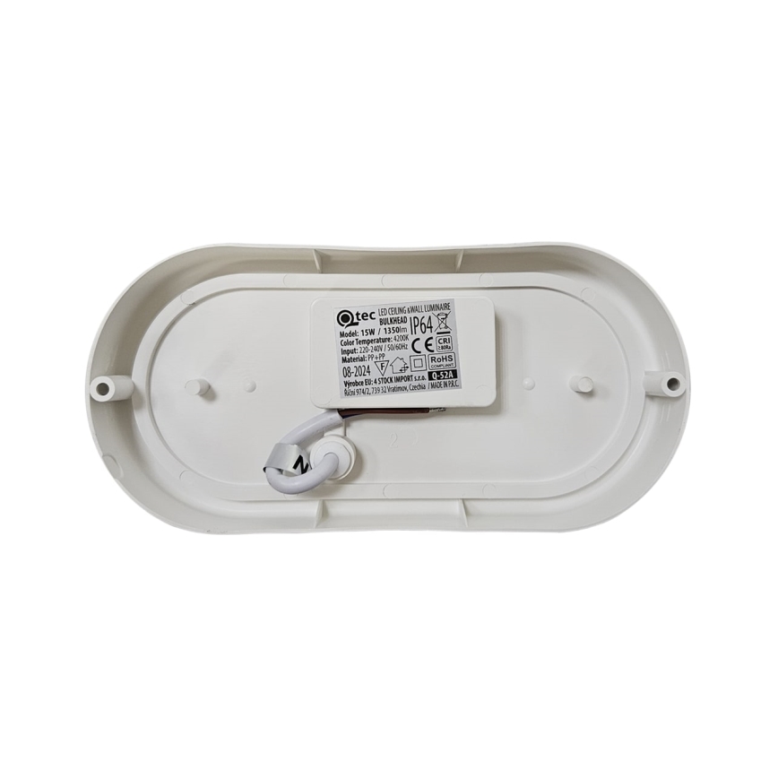 LED Zunanja stropna svetilka LED/15W/230V 4200K 20x9,8 cm IP64 bela