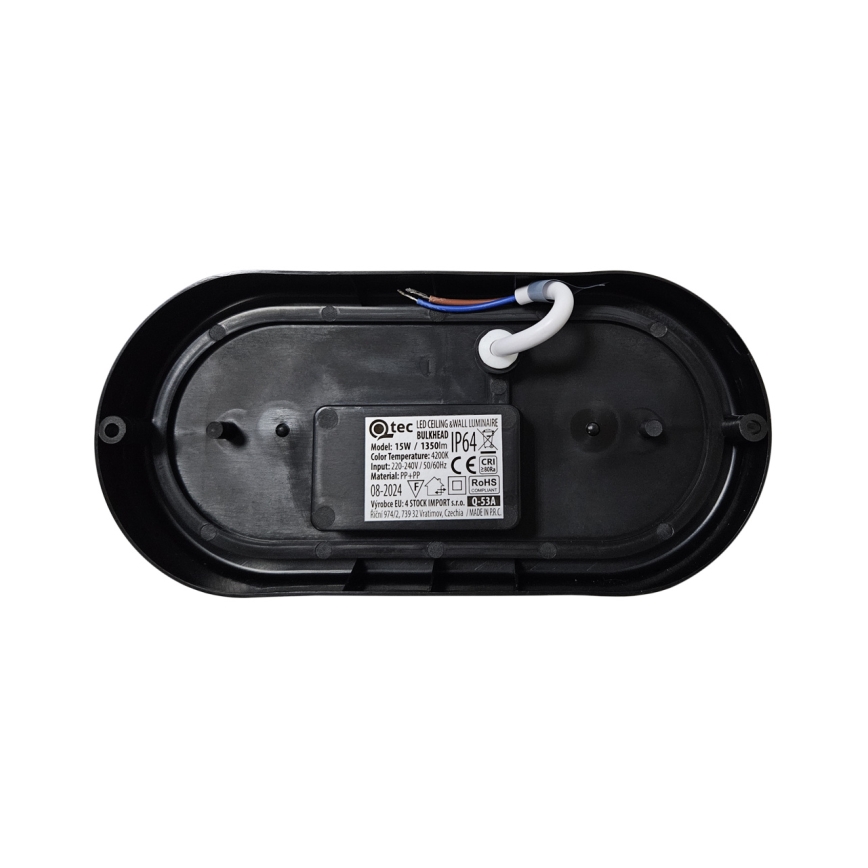 LED Zunanja stropna svetilka LED/15W/230V 4200K 20x9,8 cm IP64 črna