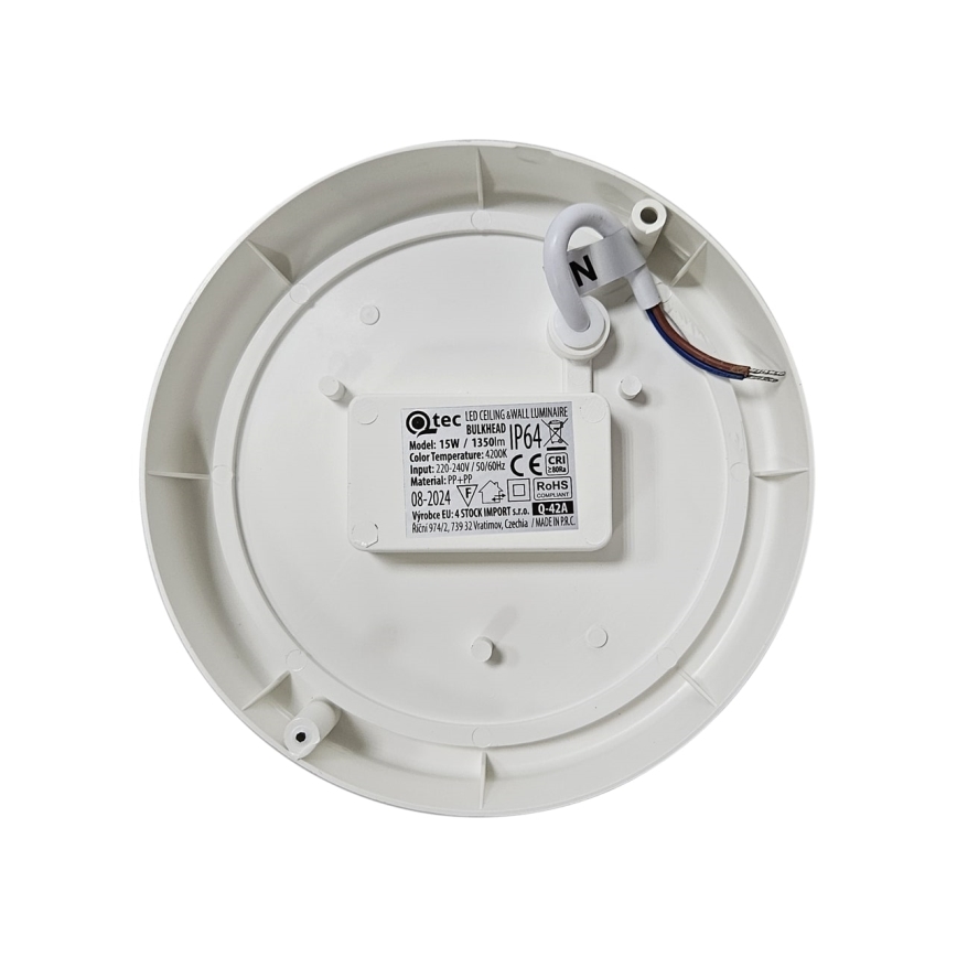 LED Zunanja stropna svetilka LED/15W/230V 4200K pr. 15,5 cm IP64 bela