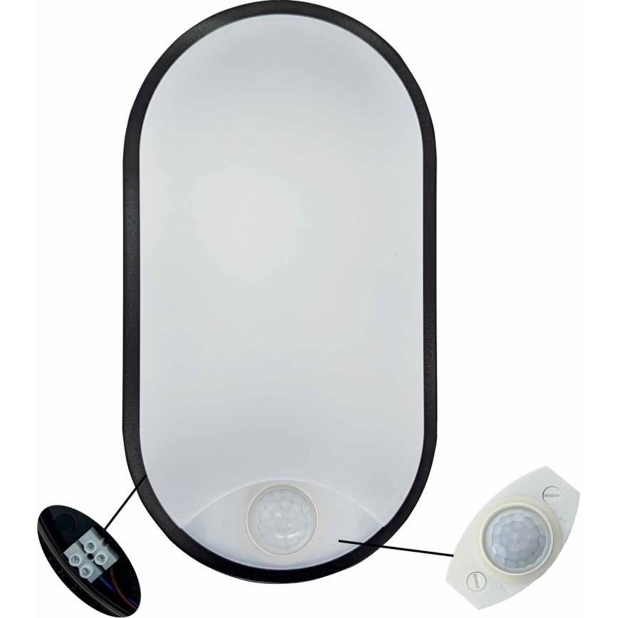 LED Zunanja stropna svetilka s senzorjem LED/14W/230V IP54 črna