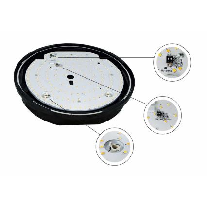 LED Zatemnitven zunanji stropna svetel STROPY LED/12/15/18/22W/230V 3000/4000/6000K IP65 črna