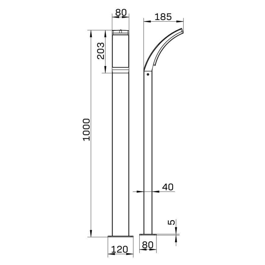 LED Zunanja svetilka AMY LED/12W/230V 100 cm IP44 črna