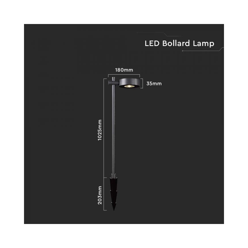 LED zunanja svetilka LED/7W/230V 4000K IP65 črna 102 cm
