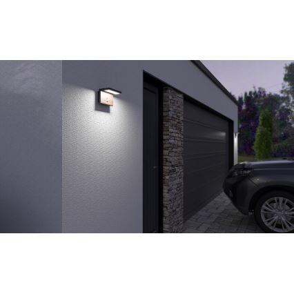 LED Zunanja stenska svetilka s senzorjem NATURA LED/12W/230V 4000K IP54 rjava/antracit