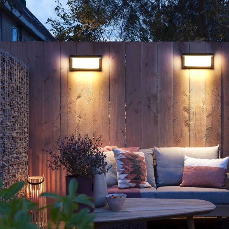 LED Zunanja stenska svetilka z žarnico s senzorjem za mrak NEELY 1xE27/9W/230V IP54 antracit