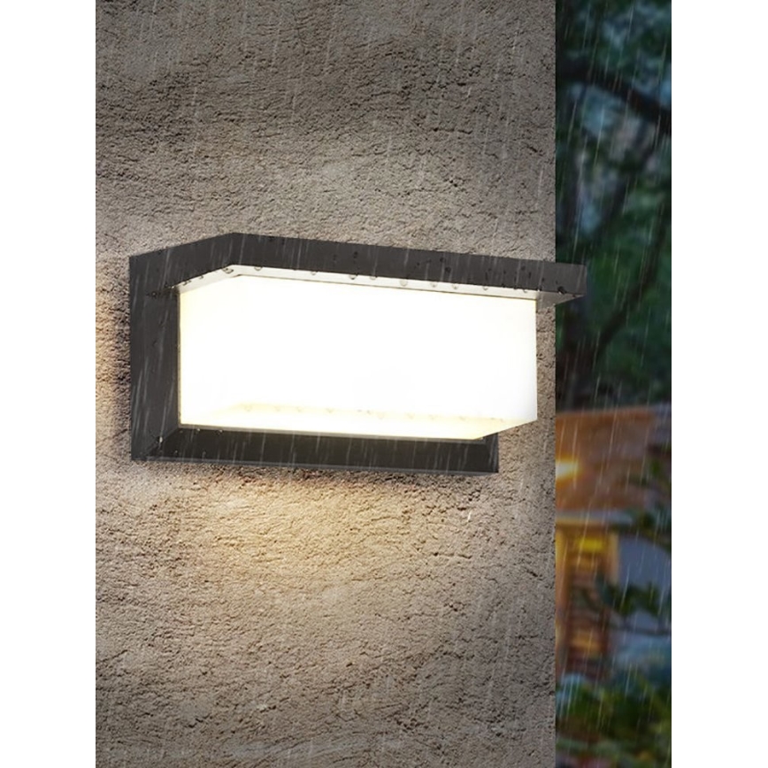 LED Zunanja stenska svetilka z žarnico s senzorjem za mrak NEELY 1xE27/9W/230V IP54 antracit
