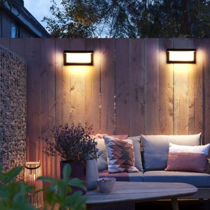 LED Zunanja stenska svetilka z žarnico s senzorjem za mrak NEELY 1xE27/9W/230V IP54 črna
