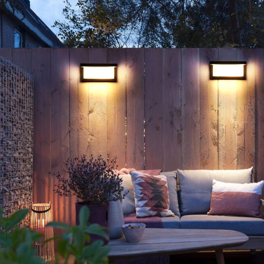 LED Zunanja stenska svetilka z žarnico s senzorjem za mrak NEELY 1xE27/9W/230V IP54 črna
