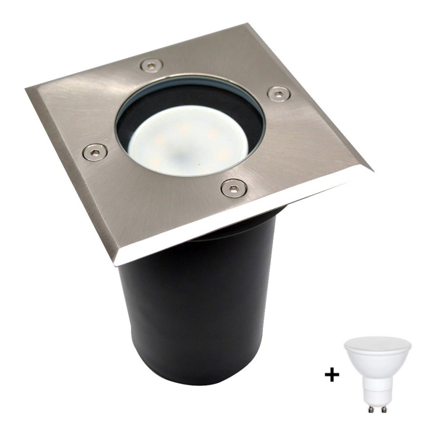 LED Zunanja svetilka za dovozno pot 1xGU10/6W/230V IP44 mat krom