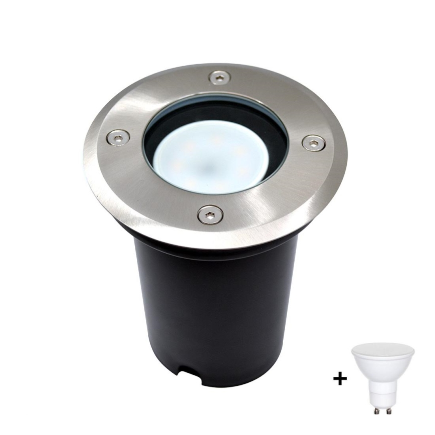 LED Zunanja svetilka za dovozno pot 1xGU10/6W/230V IP67 mat krom