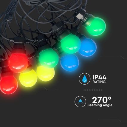 LED Zunanja svetlobna veriga STRING RGB 10m 20xLED/0,5W/230V IP44