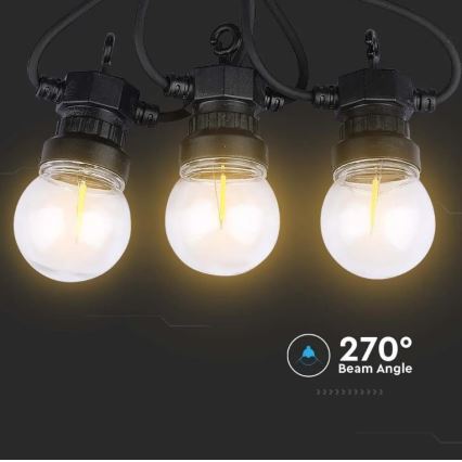 LED Zunanja veriga STRING 5m 10xLED/0,4W/24/230V 3000K IP44