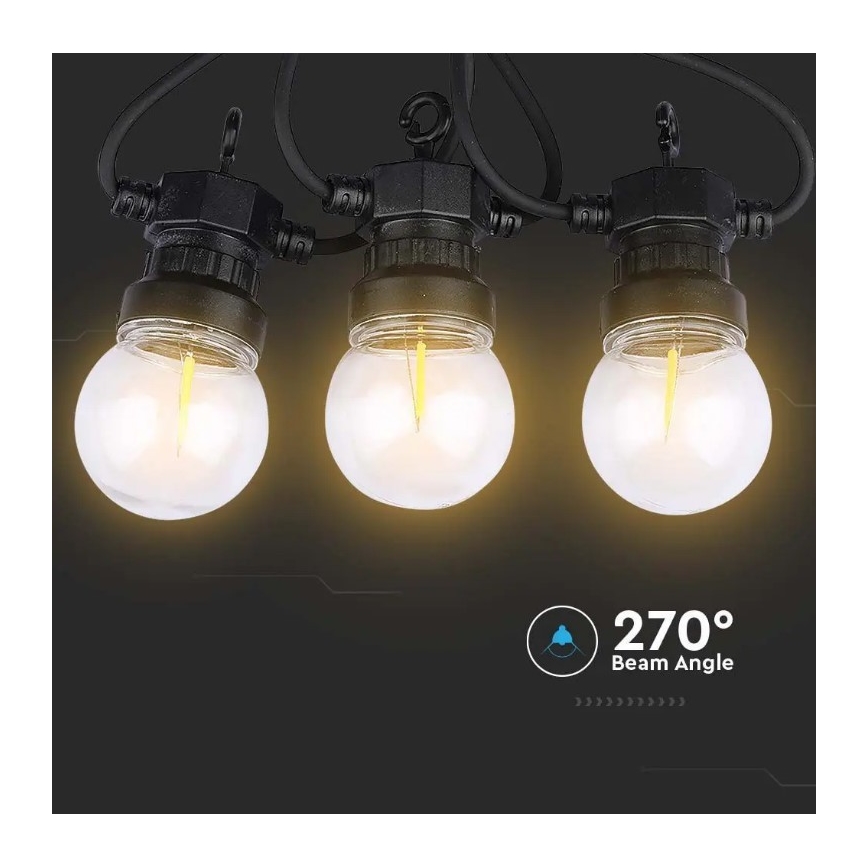 LED Zunanja veriga STRING 5m 10xLED/0,4W/24/230V 3000K IP44