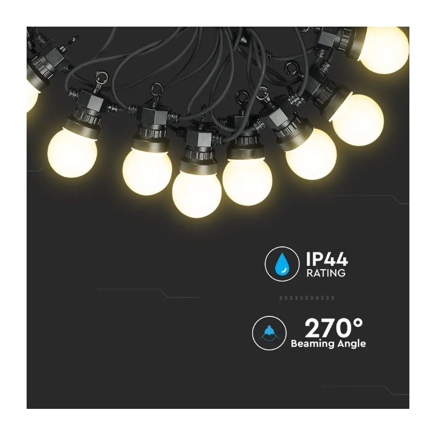 LED Zunanja veriga STRING 5m 10xLED/0,5W/230V IP44 3000K
