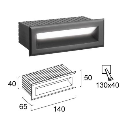 LED zunanja vgradna svetilka FLIK LED/3W/230V IP65 antracit